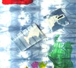 Blue tye dye cloth with embellishments